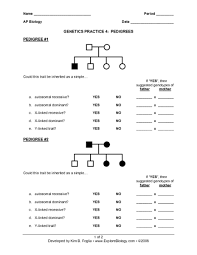 Genetics Practice 4 Pedigrees Worksheet For 9th 12th
