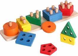 wooden shape color sorting blocks