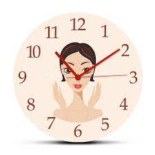 Amazon.com: Wall Clock Beautiful Young Woman with Flawless Skin Round Wall  Clock Watch for Beauty Salon Spa Skincare Decor Hanging Clocks Quality  Quartz Silent Non Ticking Easy to Read Wall Clock :