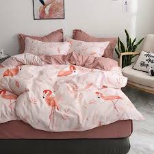 Peach Flamingo Design Bedding Set 6pcs