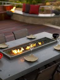 Small Fire Pit On Outdoor Dining Table