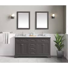 Windlowe 61 In W X 22 In D X 35 In H Bath Vanity In Gray With Carrara Marble Vanity Top In White With White Sink