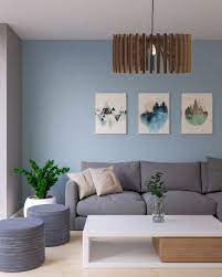 blue accent wall living room