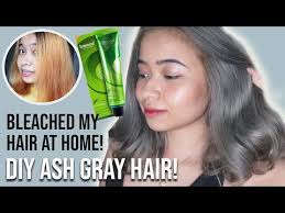 diy bleach and ash gray hair color at