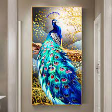Blue Peacock Canvas Painting