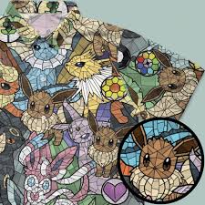Pokemon Stained Glass On Down Shirt