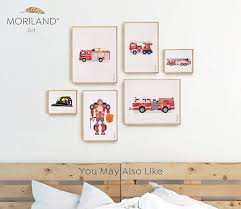 fire engine print play room decor