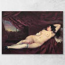 Schlafende nackte Frau Courbet Gustave ❤️ Bilddruck auf Leinwand cg19