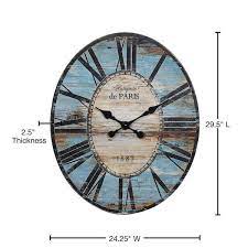 Turquoise Oval Wood Wall Clock De6896