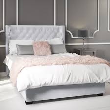 To introduce grey to a plain bedroom, start with the bed. Milania King Size Ottoman Bed In Silver Grey Velvet With Curved Headboard Furniture123