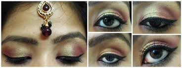gold and maroon bridal eye makeup