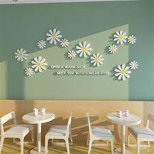 3d Daisy Wall Stickers Mirror