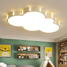 Litfad Nordic Style Cloud Dimmable Led Flush Mount Ceiling Light Baby Room Lighting Fixture Cartoon Design Ceiling Lamp With Acrylic Lampshade In White For Girls Bedroom Kids Room Children Bedroom