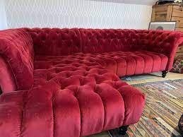 red retro corner sofa living room