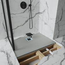 wet room shower tray kit with offset drain