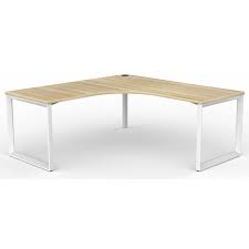 A style of modern desktop that has gained in popularity with computers is the corner desk. Anvil Modern Corner Desk White Frame New Oak Desk Top Office Stock