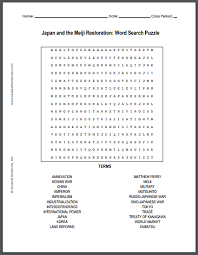 Japan And The Meiji Restoration Word Search Puzzle Free To