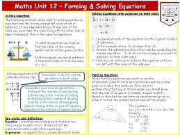 Maths Unit 12 Forming Solving Equations