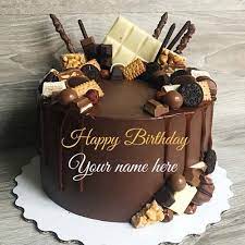 dark chocolate birthday cake with name