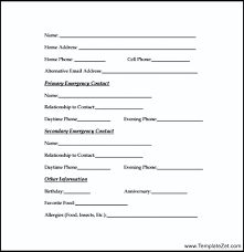 Sample Employee Emergency Contact Form Templatezet Contact