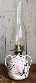Pottery Oil Lamp With Glass Chimney