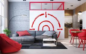 Decoration Of A Gray Red Living Room