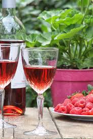 Cut Glass Wine Glasses With Rose Wine