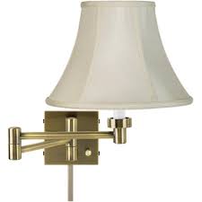 Barnes And Ivy Modern Swing Arm Wall Lamp With Cord Cover Antique Brass Plug In Light Fixture Creme Fabric Bell Shade For Bedroom Target
