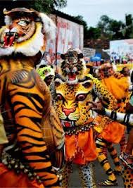 Onam is the biggest festival in the indian state of kerala. Maruthoorkonam Mahadeva Temple Kerala Puli Kali A Colorful Recreational Folk Art Performed By Trained Artists Onam Festival Tiger Dance Festival Photography