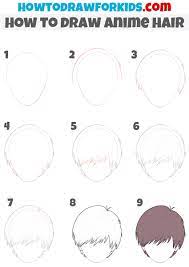 how to draw anime hair easy drawing