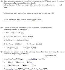Solved Q3 Write Balanced Equations For