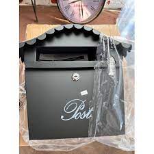 Boxed Black Post Box With 2 Keys New