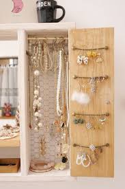 ミラー 扉付き じゃらじゃら収納できる鏡付きアクセサリー棚 アクセサリー 収納 diy イヤリング収納 アクセサリー 収納