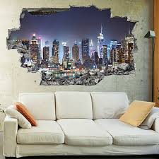 new york city night skyline 3d art wall