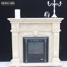 Exquisite White Marble Tile Fireplace