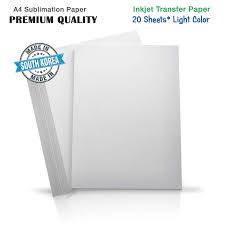 Inkuten A4 Premium Inkjet Heat Transfer Paper For Light Colored Fabrics Pure Cotton Polyster Ricoh Sawgrass Printers 20 Sheets