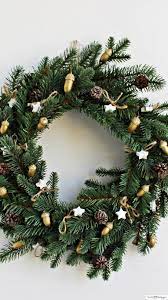 Green wreath and Christmas decor ...