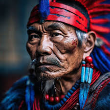 a native man with shamans makeup on the