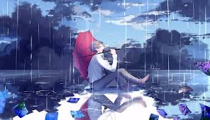 Sad anime boy standing in the rain. Hd Wallpaper Comic Art Animation Anime Boys Umbrella Rain Wallpaper Flare