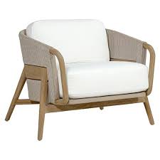 brown teak outdoor lounge chair