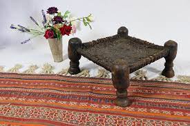 antique nuristan chair low stool