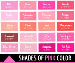 pink color names hex rgb cmyk codes