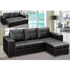 avalon corner sofa bed in black faux