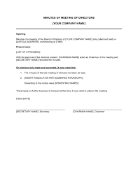 Minutes Of Meeting Of Directors Template Word Pdf By