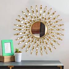 700mm Glam Metal Round Gold Wall Mirror