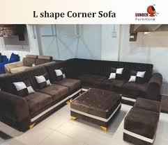6 seater wooden l shape sofa set