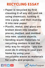 recycling essay essay on recycling