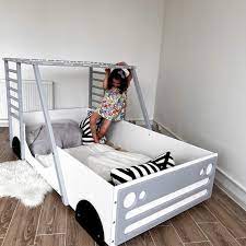 New Painted Toddler Bed With Slats Car