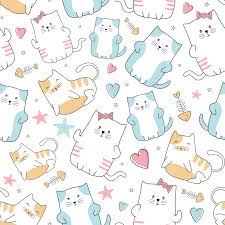 cute cat seamless pattern kawaii