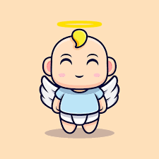 cute baby angel have wings isolated on